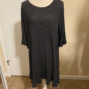 Dress black w/ white polka dots.